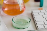 Kaboompics - Laboratory Dropper Above Chemistry Flask and Petri Dish