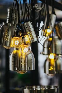 Bright lightbulbs giving warm light