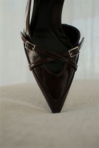 Kaboompics - Cherry Burgundy Pointed Heel Front View