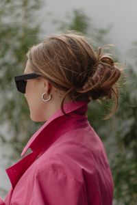 Kaboompics - Side View of Woman in a Pink Trench Coat