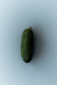 Kaboompics - Vertical Cucumber on Blue Background