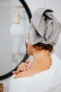 Kaboompics - Skincare routine - Middle-Aged Woman in Bathroom