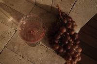 Kaboompics - Red Grapes with Wine Glass Top View