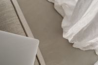 Kaboompics - Minimal Laptop and Linen Curtain Detail, Neutral Home Office Background with Copy Space