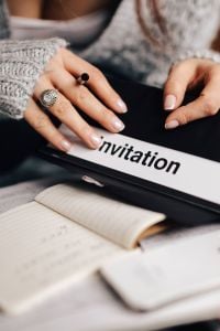 Woman preparing invitations