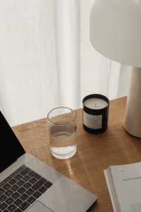 Kaboompics - Sheer Curtain Background with Desk Lamp and Copy Space