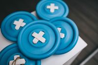 Kaboompics - Close-ups of big blue plastic buttons