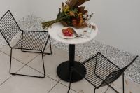 Kaboompics - Coffeehouse Table with Laptop, Pastry and Autumn Bouquet