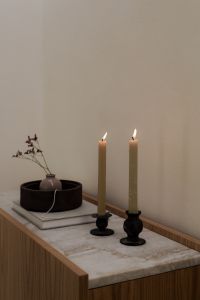 Kaboompics - Wabi Sabi Interior Styling with Candles, Vase and Wooden Console