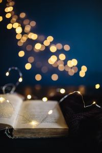 Kaboompics - Book, fairy lights