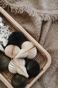 Kaboompics - Close Up of Black and White Paper Ornaments in Tray