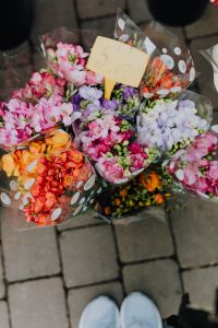 Kaboompics - Wrapped Pink, White and Orange Flower Bouquets in Close-Up