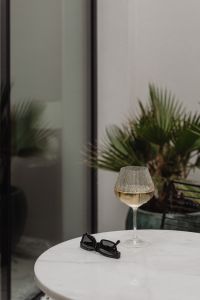 Kaboompics - Wine Glass by Glass Door for Moody Patio Lifestyle