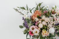 Kaboompics - Colorful Flower Bouquet with Pink Roses and Peach Gerberas against White