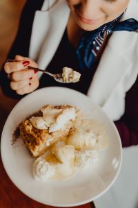 Kaboompics - Apple pie with whipped cream and ice cream in Cafe Verte