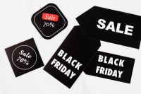 Kaboompics - Black Friday and 70 Percent Sale Labels on White Background