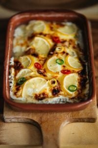 Kaboompics - Overhead View of Lemon Fish Casserole with Peppers