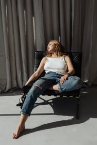 Sensual Lifestyle Portraits with Jewelry and a Black Dog