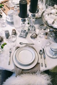 Kaboompics - Fancy restaurant dinner table decorated with quail eggs and feathers