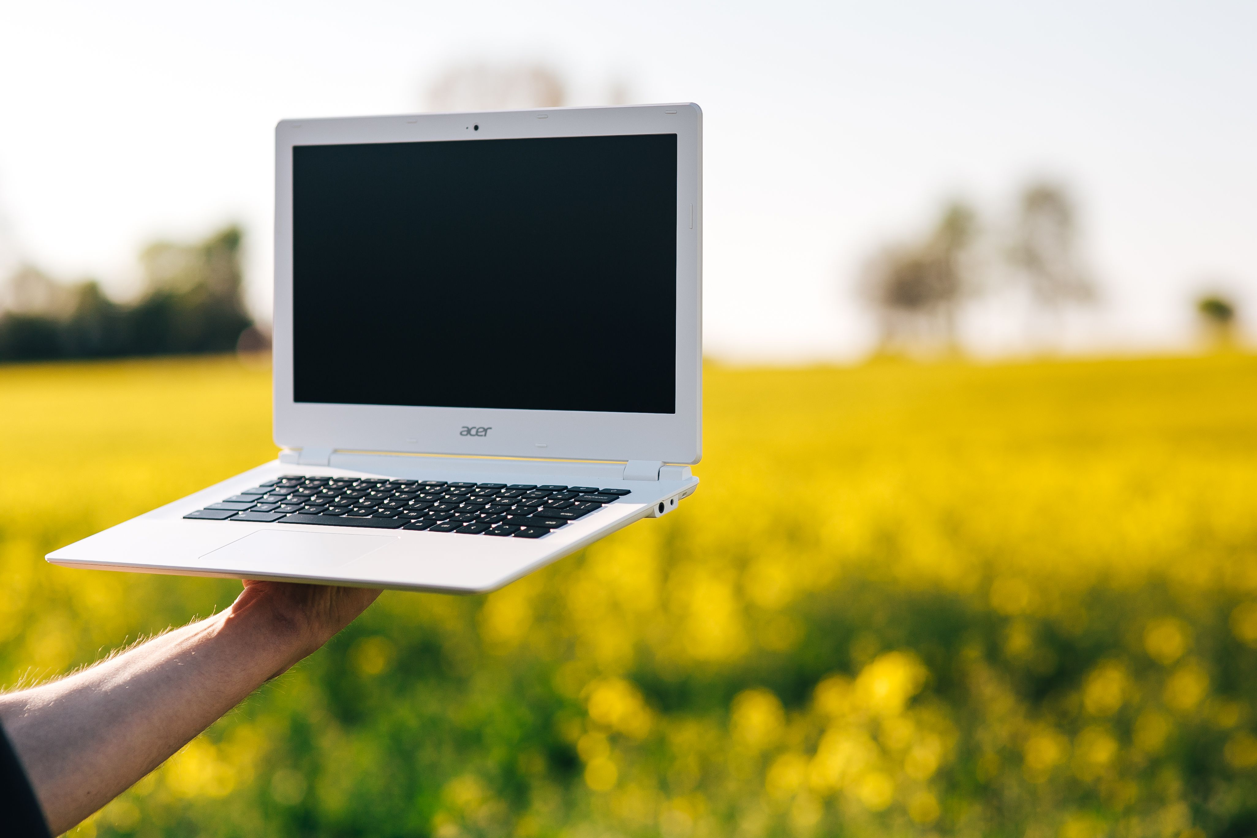 Man using laptop computer