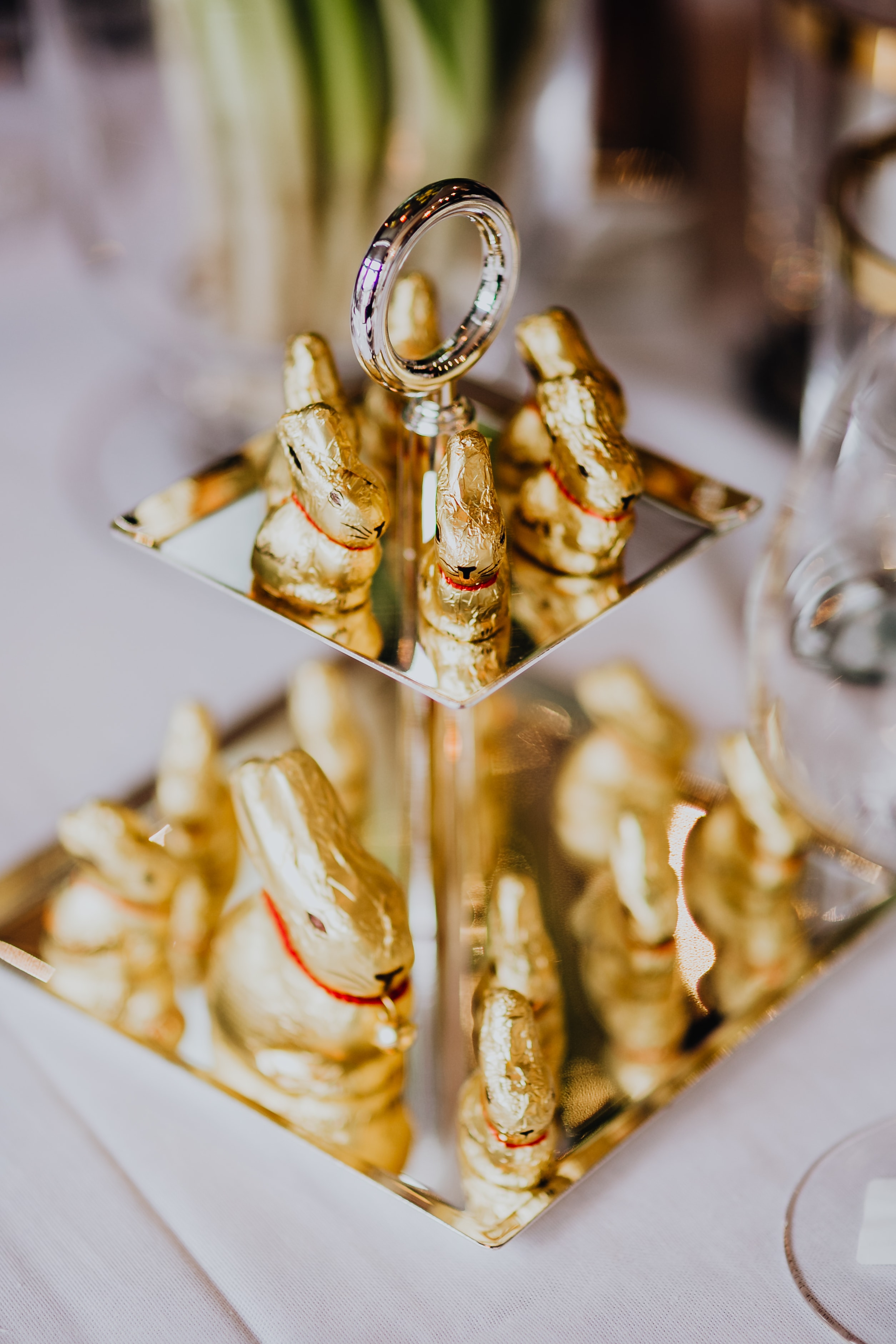 Golden Bunnies on the Tray