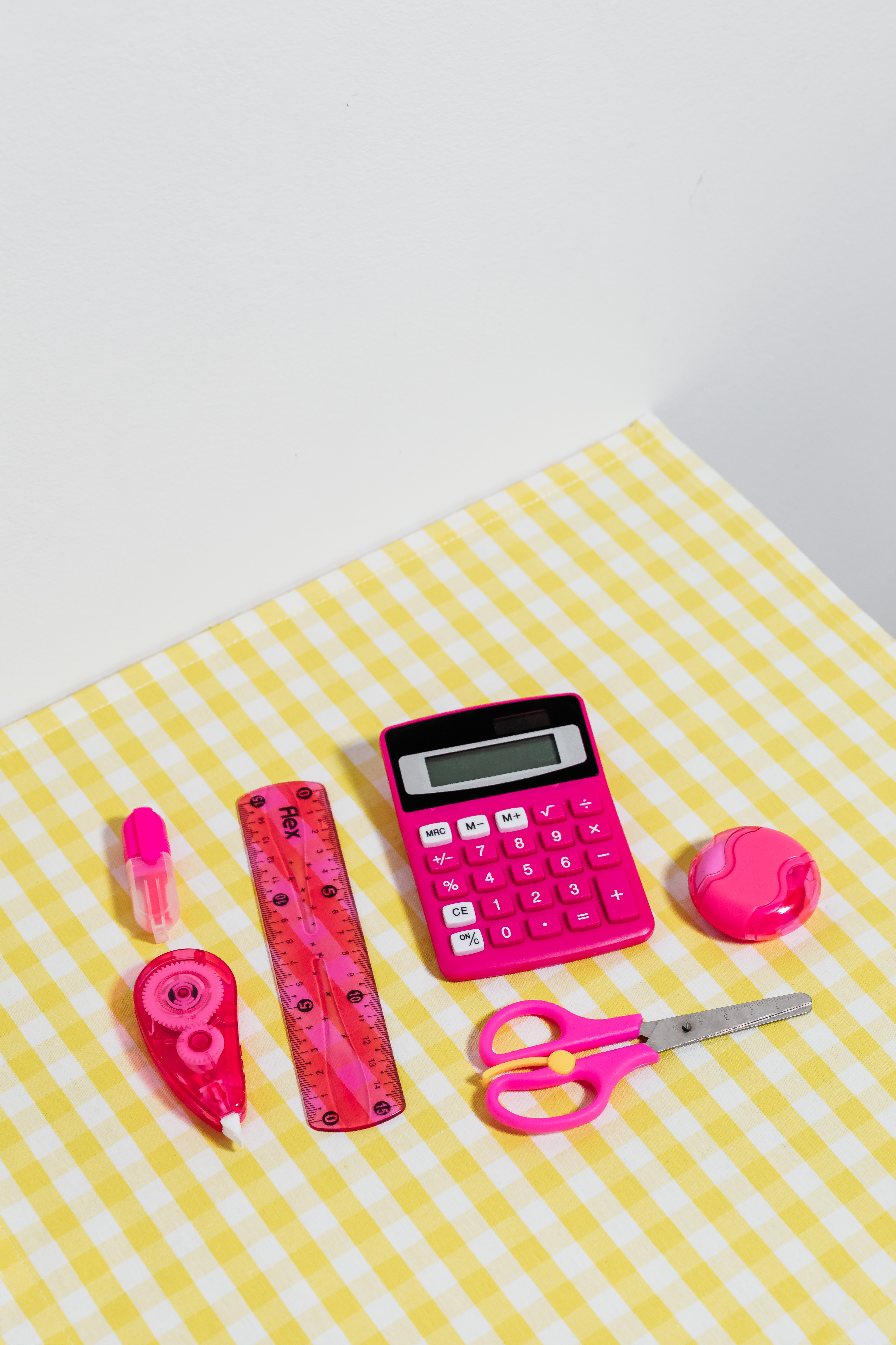 School accessories at abstract background