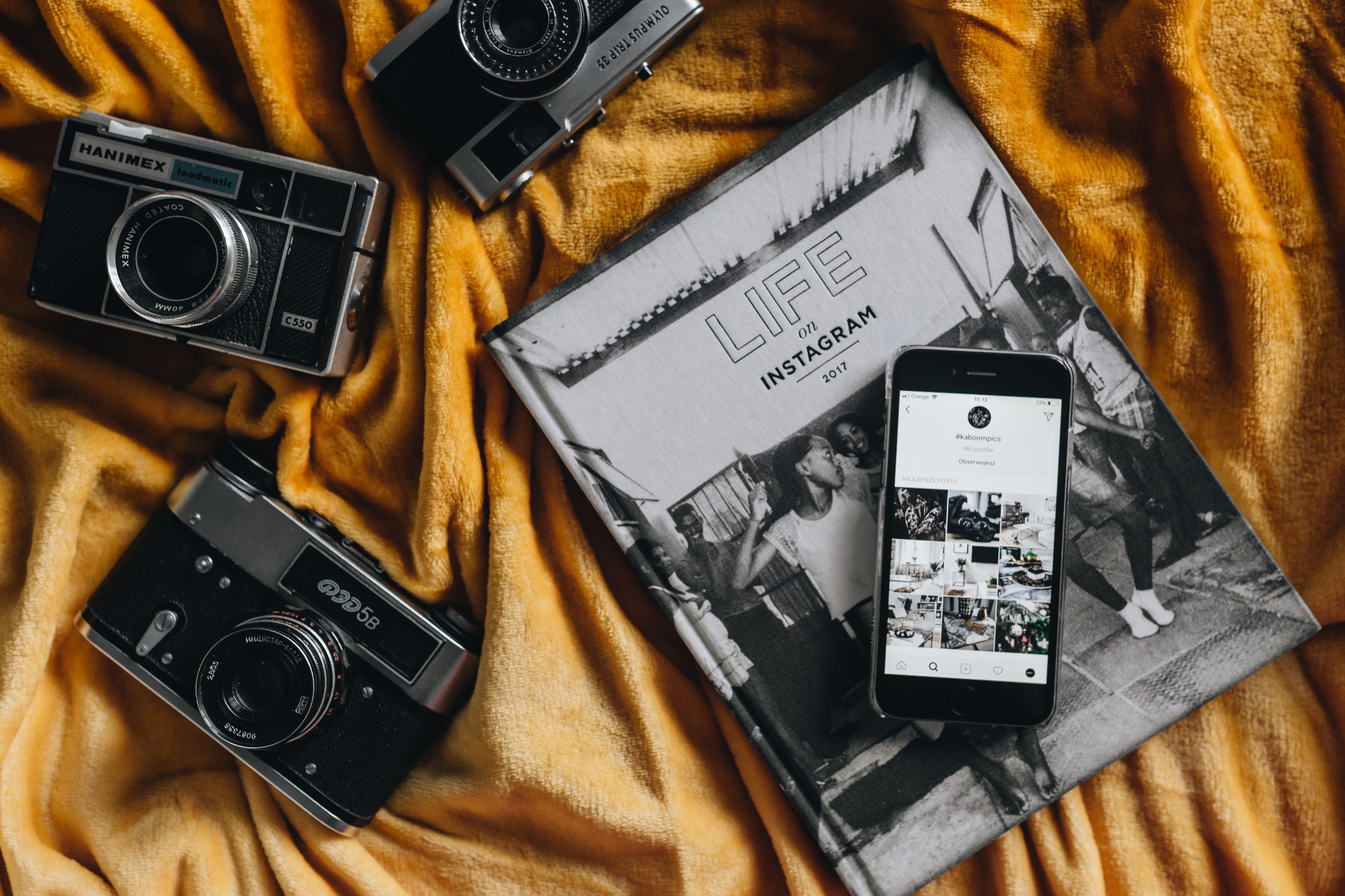 Life on Instagram Book, iPhone mobile and Vintage Camera