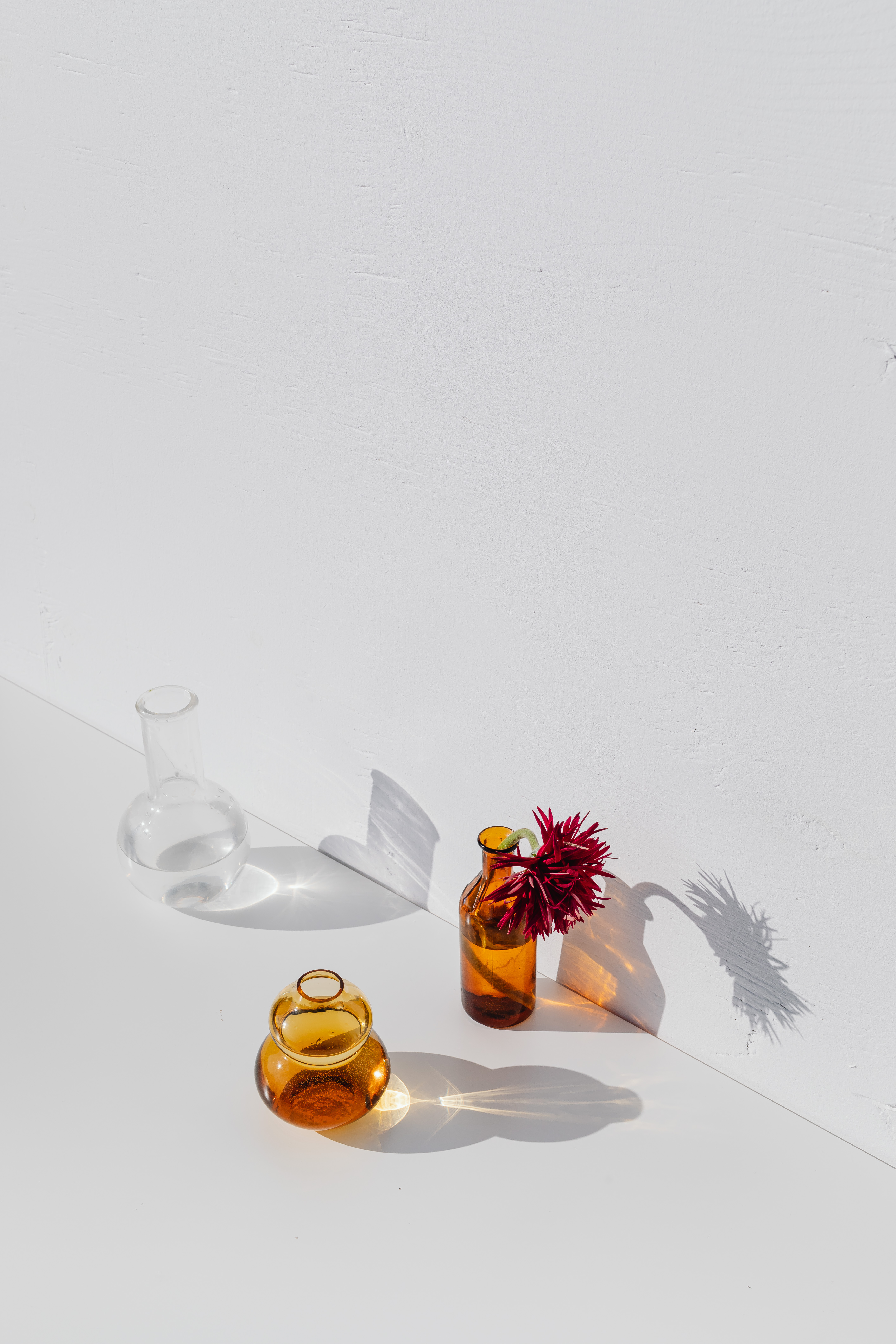 Still Life Composition With Glass Vases And Flowers